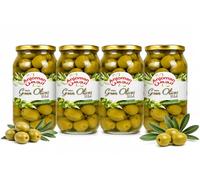Anjoman Mammoth Green Whole Olives 4 x 1L (Bulk 4-Pack) - Extra Large Premium Mediterranean Table Olives with Stone-in - Plump, Juicy & Crisp Whole Olives for Charcuterie, Salads & Tapas