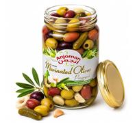 ANJOMAN Marinated Greek Olives Pasargad Blend - Pitted Green & Kalamata Olives, Garlic, Mushrooms, Gherkins & Lime | 6 x 1L Catering Pack