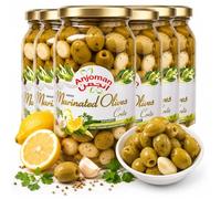 Anjoman Marinated Olives Crete 6x1L - Lemon & Coriander Pitted Green Catering Jars