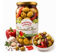 Anjoman Marinated Olives Milos 1L - Premium Pitted Green & Kalamata Cocktail Mix