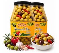 Anjoman Marinated Olives Patra 2x3.3L - Pitted Green & Kalamata Bulk Catering Jars