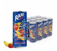 Anjoman Pack Of 12 Rani Float Drink Strawberry & Banana Float Drink with Real Fruit Pieces Can, 240ml