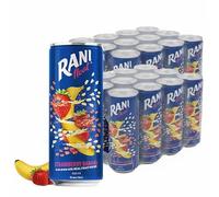Anjoman Pack of 24 Rani Strawberry & Banana Float Drink with Real Fruit Pieces Can, 240ml