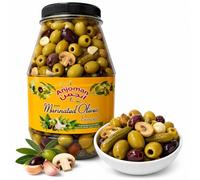 Anjoman Pasargad Marinated Olives 3.3L Bulk - Pitted Green & Kalamata Mediterranean Mix