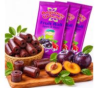 Anjoman Plum Dried Fruit Leather Bar, 100g x 3 Sheets Fruit Snacks, Lavashak No Added Sugar Vegan Snacks, Roll Ups, 40x14CM