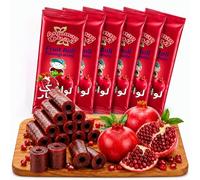 Anjoman Pomegranate Dried Fruit Leather Bar, 100g x 6 Sheets Fruit Snacks Bar, Lavashak No Added Sugar Vegan Snacks, Roll Ups, 40x14CM