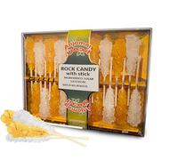 Anjoman Rock Candy Mix Pack Sticks - Pack of 2 x 10 Stick | Natural White & Saffron Sugar Crystal | Aromatic Nabat Chobi for Sweetening Beverages, Desserts & Ready to Eat Delicious Snack
