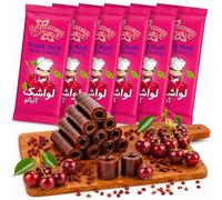 Anjoman Sour Cherry Dried Fruits Leather Bar, 100g x 6 Sheets Fruit Snacks Bar, Lavashak No Added Sugar Vegan Snacks, Fruit Roll Ups, 40x14CM
