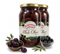 ANJOMAN Whole Black Kalamata Olives in Brine - 2 x 1L Glass Jars - Authentic Greek Volos Jumbo Olives Multipack for Salads, Pizza & Tapas