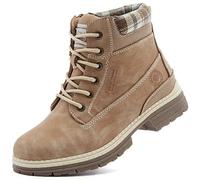 ANJOUFEMME Ladies Walking Hiking Boots Womens Flat Work Ankle Boots Waterproof Trekking Camping Backpacking Outdoor Shoes,Light BEIGE,8