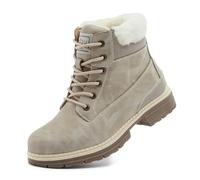 ANJOUFEMME Ladies Walking Hiking Boots Womens Winter Snow Flat Ankle Fur Lined Boots Waterproof Trekking Camping Backpacking Outdoor Shoes,GREY,4.5