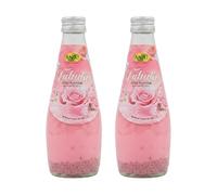 Anju Faluda Rose Flavour Drink with Basil Seeds 290ml Refreshing Rose Falooda Sweet Floral Taste with Sabja Seeds Ready to Drink Pack of 2