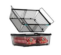 ANJUBAN Large Freezer Organizer Bins,Upgraded Bottom Leak-Proof net,Fit 10 to 20 Cu Ft Chest Freezer,2 Pack, Expandable Stackable Chest Freezer Containers with Handle(Black-2Pack)