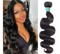 AnJudyReid 12A Human Hair Bundles Body Wave 22 Inch 100% Unprocessed Brazilian Virgin Human Hair Bundles Double Weft Body Wave Natural Black Color