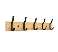 Anjuer Clothes Hanger Clothes Rack 5 Hooks Heavy Duty Clothes Hat Holder Bamboo Board Black Hook