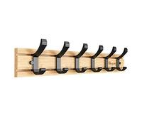 Anjuer Coat Hanger Clothes Rack 6 Active Hooks Heavy Duty Clothes Hat Holder Bamboo