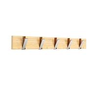 Anjuer Coat Rack Wall Mounted Clothes Rack 5 Hooks Retractable Heavy Duty Hat Holder Bamboo Board Hooks Silver