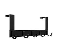 Anjuer Over the Door Coat Clothes Hanger Rack 5 Hooks for Bedroom Bathroom Kitchen Door, Towels Hats Robes Keys Handbags Hooks Accessories, Aluminum Alloy Black