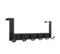 Anjuer Over the Door Hook Hangers Aluminum Organizer for Kitchen Bathroom 6 Hooks Over Door Black