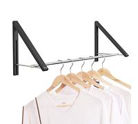 Anjuer Retractable Clothes Rack - Wall Mounted Folding Clothes Hanger Drying Rack for Laundry Room Closet Storage Organization, Aluminum, 2 Racks with Rod (Black)