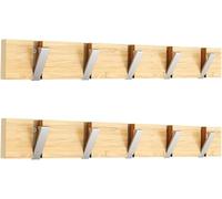 Anjuer Wall Mounted Coat Rack 5 Hooks Heavy Duty Hat Holder Bamboo Hooks Silver (5 bamboo hanger 2)