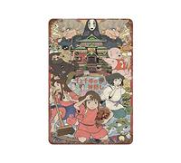 ANJUJU Spirited Away Anime Retro Poster Metal Tin Sign Chic Art Retro Iron Painting Bar People Cave Cafe Family Garage Wall Decoration 11.8"x7.9"
