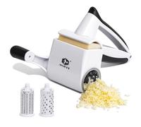 ANJUKE Cheese Grater Hand Crank, Handheld Rotary Parmesan Cheese Grater with 2 Stainless Steel Drums for Hard Cheese, Chocolate, Nuts, Dishwasher Safe