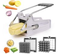 ANJUKE Professional Potato Chipper,Durable Plastic Stainless Steel Chip Cutter with 9mm and 12mm Replacement Blades,Perfect for Homemade French Fries-Gray