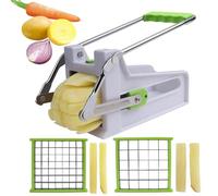 ANJUKE Professional Potato Chipper,Durable Plastic Stainless Steel Chip Cutter with 9mm and 12mm Replacement Blades,Perfect for Homemade French Fries-Green
