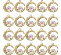 Anjulery Gold-Tone Moon Charms with Rhinestones for DIY Jewelry Making - 20 PCS Metal Crescent Pendants for Bracelets, Necklaces, Earrings - Celestial Craft Supplies, Gift for Women and Crafters, No
