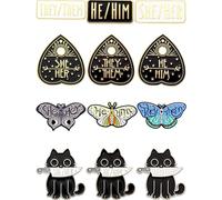 Anjulery Pronoun Enamel Pins Set of 12 - Collectible Metal Lapel Pins for Backpacks, Jackets, Hats & More - He/Him, She/Her, They/Them Pins - Unique Gift for Pride, Allies & Pin Collectors, No Size