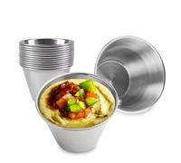 Anka Marka 12 pcs Dipping Bowls - Stainless Steel Sauce Cups - 2.5 oz - 75ml Big Size Reusable Ramekins - Ideal for Tapas Dishes , Snacks , Sauces and Soy Sauce Dish (ANK-012)