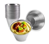 Anka Marka 24 pcs Dipping Bowls - Stainless Steel Sauce Cups - 2.5 oz - 75ml Big Size Metal Ramekins - Ideal for Tapas Dishes, Snacks, Sauces and Soy Sauce Dish (ANK-024)