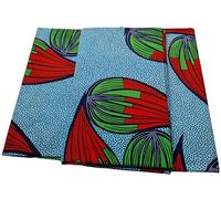 Ankara Fabric Material African Wax Print Fabric Suitable for Dressmaking, Hat Making, Bag Making, Sewing, Quilting, Upholstery and Home Decor. (Black RED Blue)
