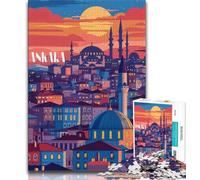 Ankara Twilight Jigsaw Puzzles for Adults 1000 Piece,Help The Brain Exercise Addictive Toys to Cultivate Patience Parent-child Interaction 38x26cm