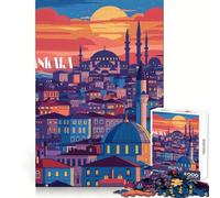 Ankara Twilight Jigsaws for Adults1000 Pieces Brain Teaser Bright Color Family Pastime Home Decor (38x52cm)