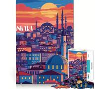Ankara Twilight Jigsaws for Adults1000 Pieces Brain Teaser Bright Color Family Pastime Home Decor (38x52cm)