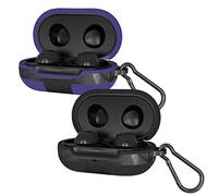 ANKASI Silicone Case Cover for Galaxy Buds Case 2019/Galaxy Buds + Plus Case 2020, with Carabiner, Anti-Lost & Shockproof Soft Skin Accessories for Samsung Galaxy Buds Plus (Black+Purple)