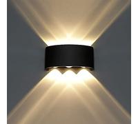 ANKBOY LED Garden Outdoor Wall Lights, 6W Warm White 3000K Black Up and Down Wall Lamp, Modern IP65 Waterproof Aluminum Outdoor Lighting for Hallway Stairs Garden Living Room