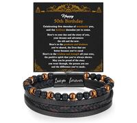 ankbrats 50th Birthday Gifts for Men Dad Husband Grandad-Mens Leather Bracelet with Magnetic Clasp-Layer Braided Bracelet Gift for Valentines Christmas Fathers Day