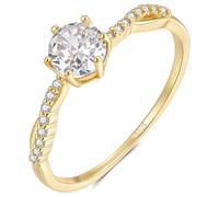 ankbrats 925 Sterling Silver Engagement Ring, Cubic Zirconia Wedding Eternity Promise Ring for Women, Gold Thumb Rings Anniversary Jewellery Gift