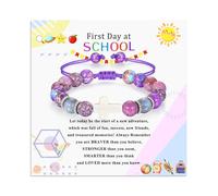ankbrats First Day at School Gifts, Adjustable Back to School Cross Bracelet, Kindergarten Preschool Starting School Gifts for Girls Daughter Granddaughter Niece