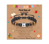 ankbrats First Day at School Gifts for Teenage Boys, Cross Bracelets Starting School Gifts for Son Grandson Nephew Brother, Back to School Bracelet with Cards
