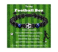 ankbrats Football Gifts For Boys-Blue Tiger Eye Stone Football Bracelets for Teenage Boys-Birthday Christmas Graduation Gifts for Son Brother Team Friends Nephew