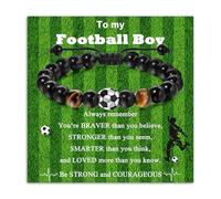 ankbrats Football Gifts For Boys-Yellow Tiger Eye Stone Football Bracelets for Boys-Birthday Christmas Graduation Gifts for Son Brother Team Friends Nephew