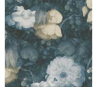 Anke & Daan Amsterdam Linen Floral Wallpaper Blue As Creation 36921-3
