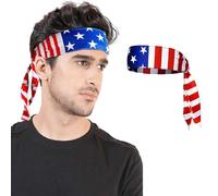 Ankelesz American Flag Bandana Independence Day Headband for 4th of July USA Bandana USA Flag Unisex Patriotic Accessories, Red, One size