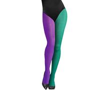 Ankelesz Two Tone Pantyhose Creative Pantyhose Stockings Mardi Gras Tights Novelty Thigh High Stockings Carnival Party Supplies, Purple Green, L