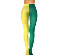 Ankelesz Two Tone Pantyhose Creative Pantyhose Stockings Mardi Gras Tights Novelty Thigh High Stockings Carnival Party Supplies, Green Yellow, L