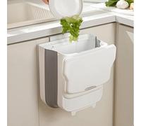 ANKEPEEC Kitchen Cupboard Door Bin with Lid, 10L Foldable Hanging Wall Mounted Waste Bin Trash Can, Cabinet Door Garbage Can for Camping/Car/Motorhome/Caravan/Bathroom/Office